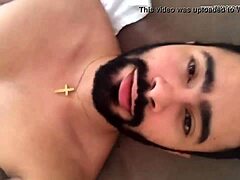 Sleek young gay brown boy pleasures himself and has bareback sex