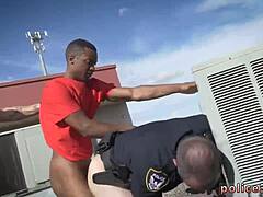 Interracial bareback threesome action