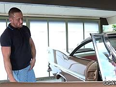 A young gay man with a big dick has sex with an older man