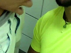Public restroom affair with Brazilian stud