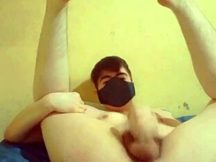 Shemale boy plays with toys