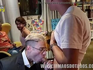 Big dick gay orgy action