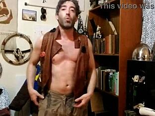 Gay amateur masturbates in costumes