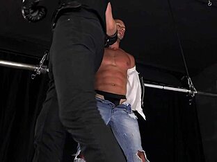 Latino slave tied in BDSM