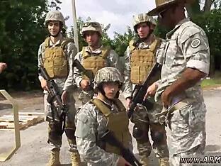 Military-themed threesome with anal action