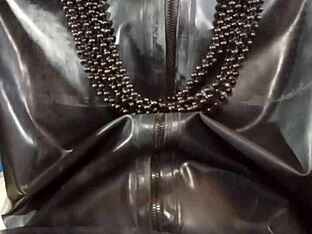 Gay latex enthusiast in action