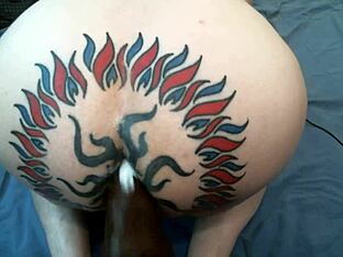 Tattooed hunk gets gangbanged hard