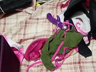 Amateur gay couple's panties on display
