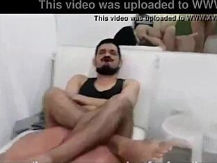Chubby guy gay blowjob and anal scene in XXX group