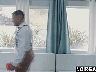 Gay black men rim a twink