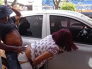 Getting a very tight ride on a public street big black cock