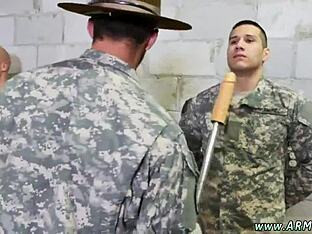 Gay twinks in uniform try anal toys