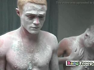 Soldiers showering and engaging in homosexual acts