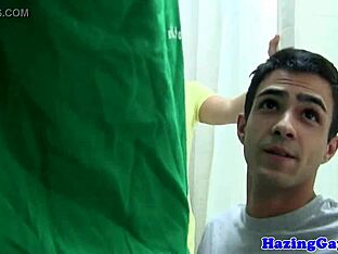 Gay fraternity brothers practice anal and kissing