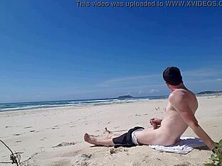 Gay solo beach pleasure time
