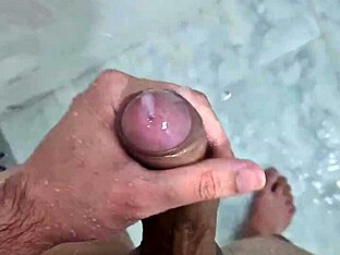 Obese man records himself in the shower