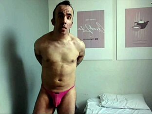 Sculpted, smooth, toned young man with a tight erection and wonderful shaped bottom films himself on cam
