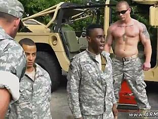 Wild military fisting with ebony