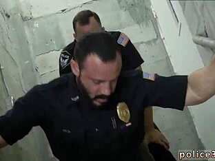 Black cop filled with white sperm