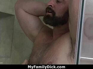 Stepson gets some hot and steamy action with his daddy in the garage