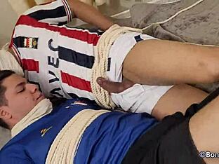 Gay footballers in BDSM bondage