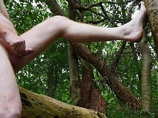 Outdoor fun with piss and masturbation