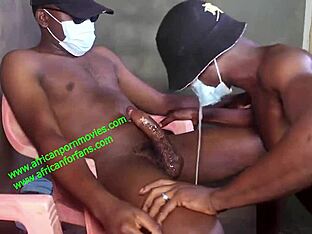 Double banging Asian stud Roll gets his straight friend Steve's big black cock in Yaoundé construction site