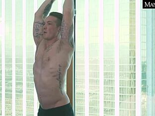 Bicep curls with anal penetration