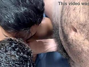 Gay guy gives blow job to hung stud