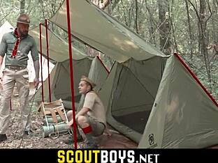 Young gay scouts get their tight asses stretched outdoors