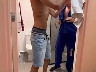 18-year-old Brazilian gets a big cock in his ass in a bathroom encounter