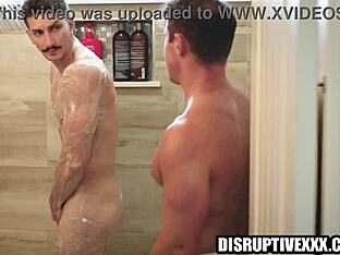 Gay roommate joins shower fun