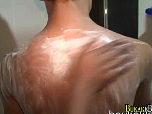 A young and straight Asian man has sex with another man in the shower