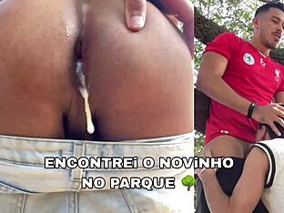 Bisexual outdoor action: Novinha's creamy treat on a trail