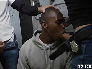Gay boy in speedo gets into hot shoplifting threesome