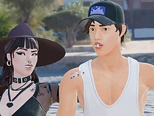 Hot guys having sex on the beach in this gay anime