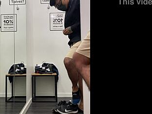 Steamy gay shower scene in mall