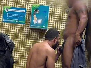 Gay amateur's public toilet tryst with security guard