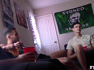 Fraternity party with straight str8 and F rat members