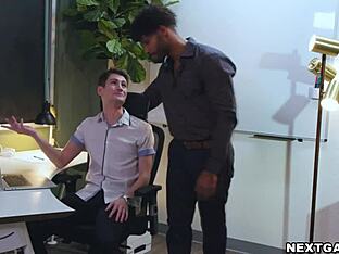 Two gay men, Tony and Trevor, have sex at the office