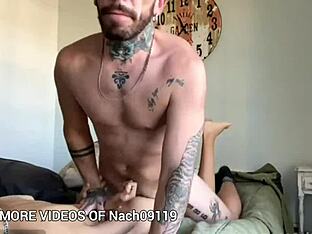 Inkied twink gets dominated by daddy