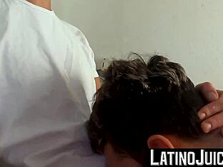 Skinny twink gets sloppy BJ