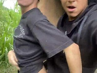 Gay bathroom action with bareback and amateur Latino man