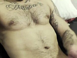 Dude takes shower, then wanks his big cock